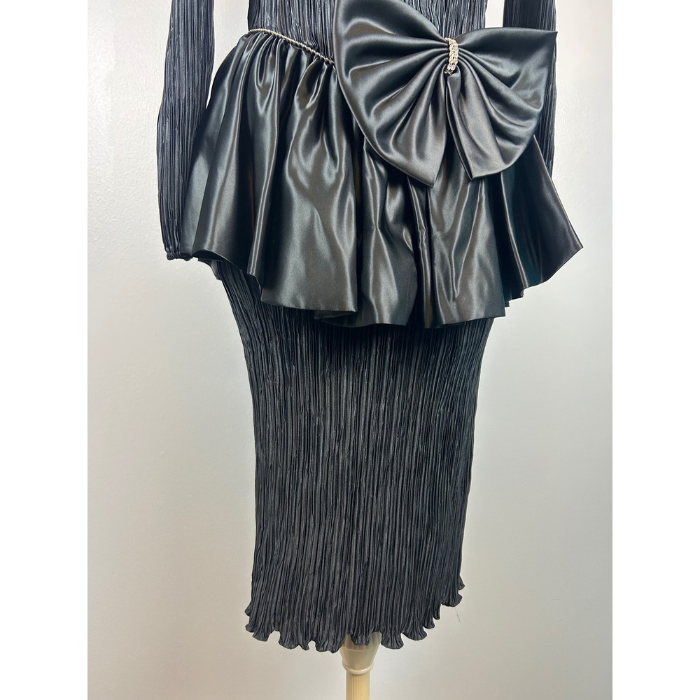 VTG Cattiva Maya Jornot 80s Black Bow Cocktail Dress 4 Hollywood Glam Prom Party - Picture 5 of 16